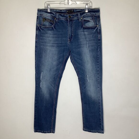 Steves Jeans Mens Distressed Denim Jeans‎ Blue Size 36 x 29.5 - Picture 2 of 6